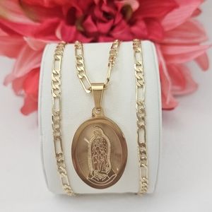 Lady of Guadalupe Stainless Steel Gold Plated Necklace